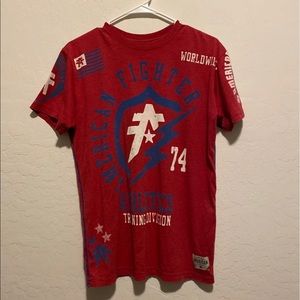 Red American Fighter Shirt Mens